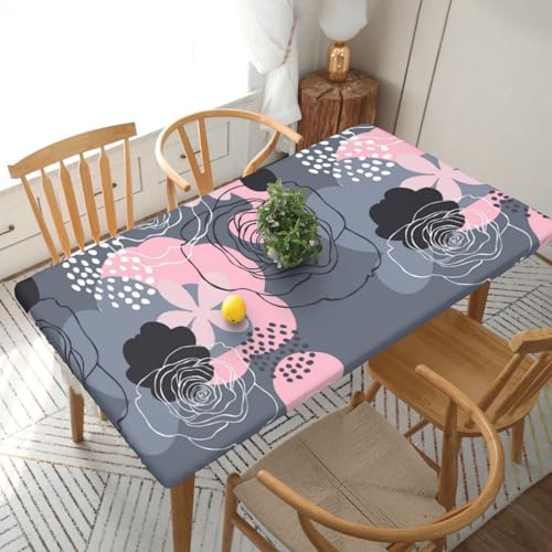 Schöne Rose Rechteckige Tischdecke -76, klein, 152 cm, wasserabweisender, auslaufsicherer, abwischbarer Polyester-Esstisch von SHFYTRHG