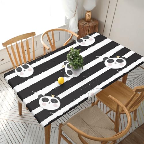 Schwarz-weißer Panda Rechteckige Tischdecke -76, klein, 152 cm, wasserabweisender, auslaufsicherer, abwischbarer Polyester-Esstisch von SHFYTRHG