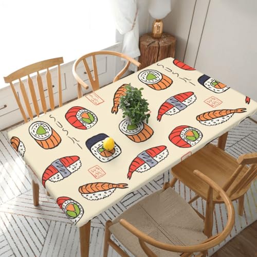 Sushi Rechteckige Tischdecke -76, klein, 152 cm, wasserabweisender, auslaufsicherer, abwischbarer Polyester-Esstisch von SHFYTRHG