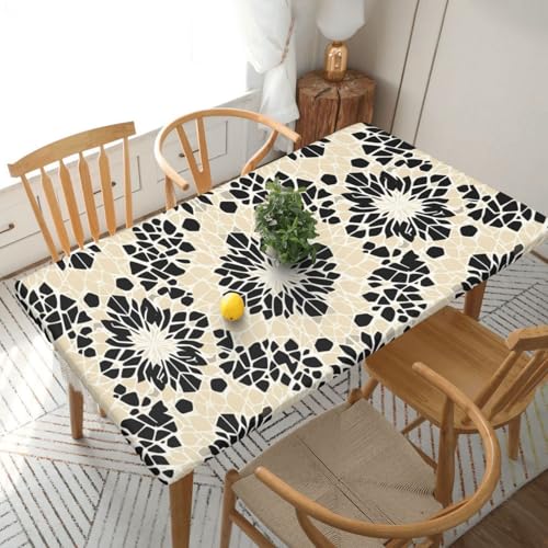 Unregelmäßiges Blumenmuster Rechteckige Tischdecke -76, klein, 152 cm, wasserabweisender, auslaufsicherer, abwischbarer Polyester-Esstisch von SHFYTRHG