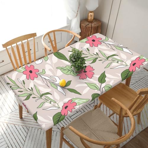 Zarte Blume Rechteckige Tischdecke -76, klein, 152 cm, wasserabweisender, auslaufsicherer, abwischbarer Polyester-Esstisch von SHFYTRHG