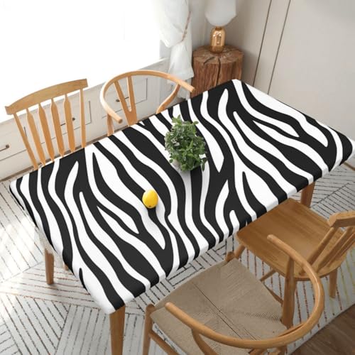 Zebradruck Druck Rechteckige Tischdecke -76, klein, 152 cm, wasserabweisender, auslaufsicherer, abwischbarer Polyester-Esstisch von SHFYTRHG