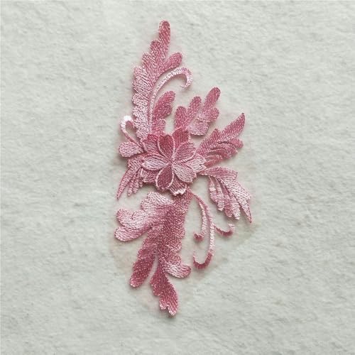 1-10 Stück Rosa Polyester Stickerei Nagelperle Einzelne Blume DIY Nähdekoration Kleidung Spitzenzubehör-Stil 1254-Großhandel 10Stk von SHHEG