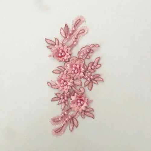 1-10 Stück Rosa Polyester Stickerei Nagelperle Einzelne Blume DIY Nähdekoration Kleidung Spitzenzubehör-Stil 1350-Großhandel 10Stk von SHHEG