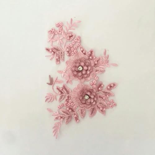 1-10 Stück Rosa Polyester Stickerei Nagelperle Einzelne Blume DIY Nähdekoration Kleidung Spitzenzubehör-Stil 1358-Großhandel 10Stk von SHHEG