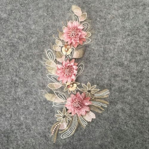 1-10 Stück Rosa Polyester Stickerei Nagelperle Einzelne Blume DIY Nähdekoration Kleidung Spitzenzubehör-Stil 1910-Großhandel 10Stk von SHHEG