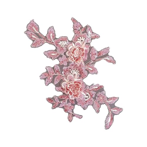 1-10 Stück Rosa Polyester Stickerei Nagelperle Einzelne Blume DIY Nähdekoration Kleidung Spitzenzubehör-Stil 3265-Großhandel 10Stk von SHHEG