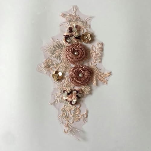 1–10 Stück rosa Polyester Stickerei Nagelperle einzelne Blume DIY Nähdekoration Kleidung Spitze Zubehör-Stil 1784-1 Stück von SHHEG