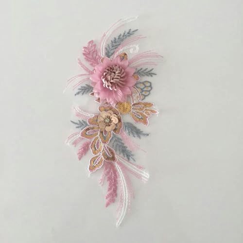 1–10 Stück rosa Polyester Stickerei Nagelperle einzelne Blume DIY Nähdekoration Kleidung Spitze Zubehör-Stil 1800-1 Stück von SHHEG