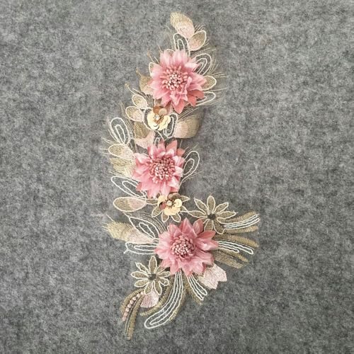 1–10 Stück rosa Polyester Stickerei Nagelperle einzelne Blume DIY Nähdekoration Kleidung Spitze Zubehör-Stil 1910-1 Stück von SHHEG