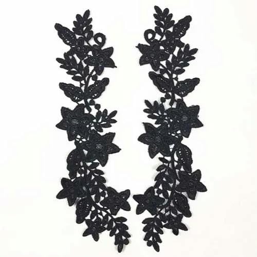 1 Set Stickerei Schwarze Rose Blumenspitze Ausschnitt Kragen, DIY Kragen Spitzenstoffe zum Nähen Basteln Patch Scrapbooking-BW061B von SHHEG