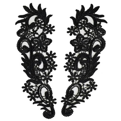 1 Set Stickerei Schwarze Rose Blumenspitze Ausschnitt Kragen, DIY Kragen Spitzenstoffe zum Nähen Basteln Patch Scrapbooking-BW144 von SHHEG