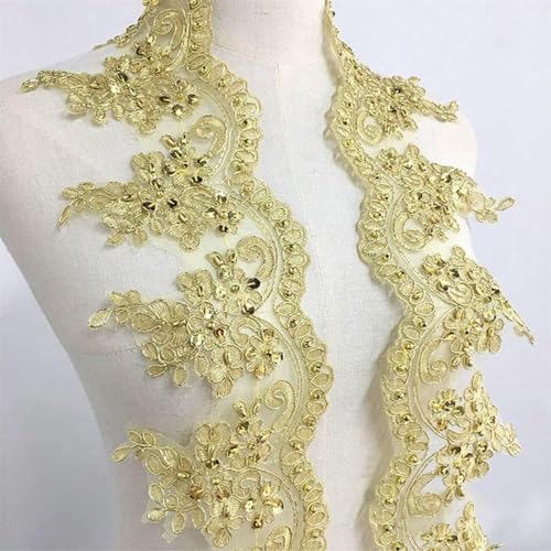 1 Yard Gold Spitze Stickerei Stoff Kleid Home Textile Pailletten Trimmen Tanz Kleidung DIY Materail 13CM Breit-Standard 1 Yard Gold Spitze Stickerei Stoff Kleid Home Textile Pailletten Trimmen Tanz Kleidung DIY Materail 13CM Breit-Standard von SHHEG