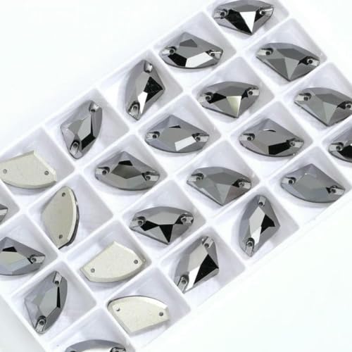 10 Stück/Packung, 09 x 14,0 mm, 12 x 19 mm, flache Glasperlen zum Aufnähen von losen Strasssteinen für Kleidung, Steinkristall-Strass für Kleider, DIY-001MS-09 von SHHEG