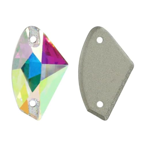 10 Stück/Packung 09 x 14,0 mm 12 x 19 mm flache Glasperlen zum Aufnähen von losen Strasssteinen für Kleidung, Steinkristall-Strass für Kleid, DIY-001AB, Crysta von SHHEG