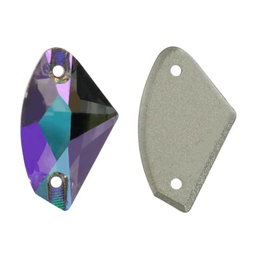 10 Stück/Packung 09 x 14,0 mm 12 x 19 mm flache Glasperlen zum Aufnähen von losen Strasssteinen für Kleidung, Steinkristall-Strass für Kleider, DIY-001GL Ghost von SHHEG