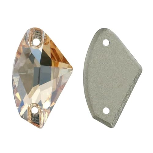 10 Stück/Packung 09 x 14,0 mm 12 x 19 mm flache Glasperlen zum Aufnähen von losen Strasssteinen für Kleidung, Steinkristall-Strass für Kleider, DIY-001GS Golde von SHHEG