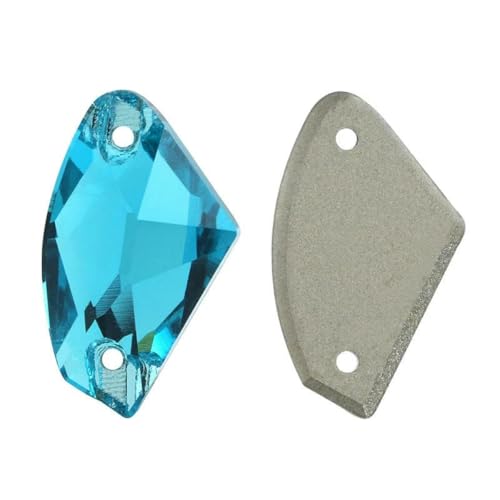 10 Stück/Packung 09 x 14,0 mm 12 x 19 mm flache Glasperlen zum Aufnähen von losen Strasssteinen für Kleidung, Steinkristall-Strass für Kleider, DIY-202 Aquamar von SHHEG