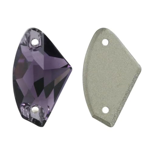 10 Stück/Packung 09 x 14,0 mm 12 x 19 mm flache Glasperlen zum Aufnähen von losen Strasssteinen für Kleidung, Steinkristall-Strass für Kleider, DIY-204 Amethys von SHHEG