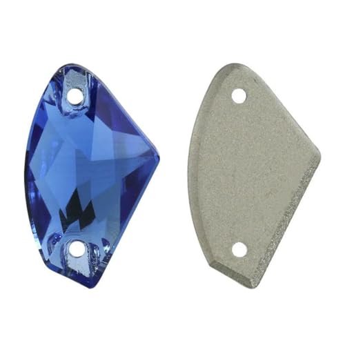 10 Stück/Packung 09 x 14,0 mm 12 x 19 mm flache Glasperlen zum Aufnähen von losen Strasssteinen für Kleidung, Steinkristall-Strass für Kleider, DIY-206 Saphir- von SHHEG