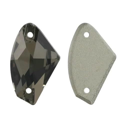 10 Stück/Packung 09 x 14,0 mm 12 x 19 mm flache Glasperlen zum Aufnähen von losen Strasssteinen für Kleidung, Steinkristall-Strass für Kleider, DIY-215 Schwarz von SHHEG