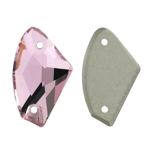 10 Stück/Packung 09 x 14,0 mm 12 x 19 mm flache Glasperlen zum Aufnähen von losen Strasssteinen für Kleidung, Steinkristall-Strass für Kleider, DIY-223 Hellros von SHHEG