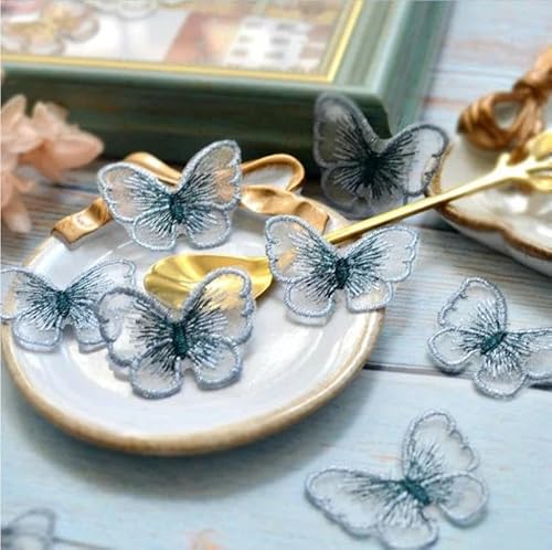 10 Stück 14 Farben Goldfaden Stickerei Schmetterling Patch Aufnäher Aufnäher Gestickte Patches Für Kleidung Cheongsam-blau von SHHEG