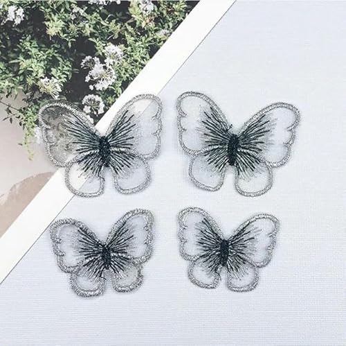 10 Stück 14 Farben Goldfaden Stickerei Schmetterling Patch Aufnäher Aufnäher Gestickte Patches Für Kleidung Cheongsam-grau von SHHEG