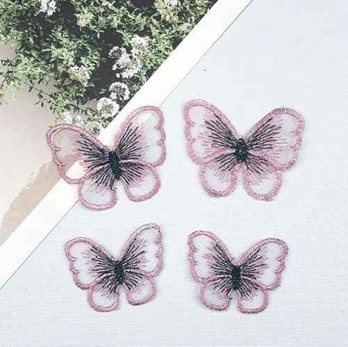 10 Stück 14 Farben Goldfaden-Stickerei Schmetterling Patch Aufnäher Aufnäher Gestickte Patches für Kleidung Cheongsam-Roseo Pink von SHHEG