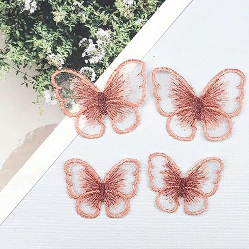 10 Stück 14 Farben Goldfaden Stickerei Schmetterling Patch Aufnäher Aufnäher Gestickte Patches für Kleidung Cheongsam-orange rot von SHHEG