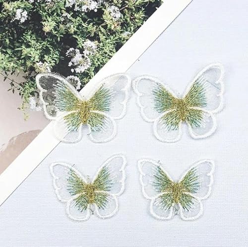 10 Stück 14 Farben Goldfaden Stickerei Schmetterling Patch Aufnäher Aufnäher Gestickte Patches für Kleidung Cheongsam-weiß blau von SHHEG