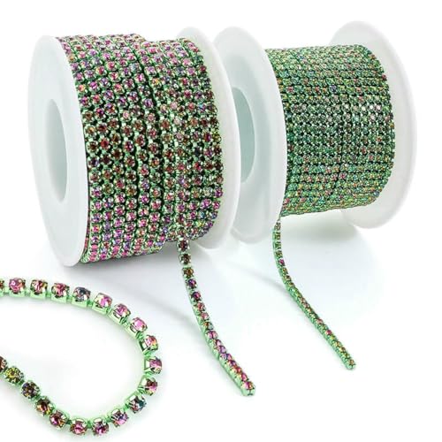 10 Yard/Rolle Strassbesatz, Cup-Kette, Gold, Diamant-Strass, dekorative Applikation, Kristallbesatz für Kleider, Hellgrüner Vulkan, SS12 – 10 Yards 10 Yard/Rolle Strassbesatz, Cup-Kette, Gold, Diamant-Strass, dekorative Applikation, Kristallbesatz für Kleider, Hellgrüner Vulkan, SS12 – 10 Yards von SHHEG