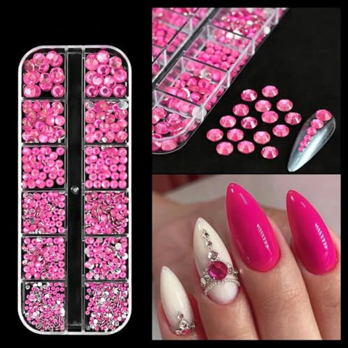 12-Gürtel 3D-Glas AB Kristall Nail Art Strass-Set Flatback Runde Perle Charm Edelsteine Schmuck Diamant mit Werkzeugen für Nail Art-13 von SHHEG