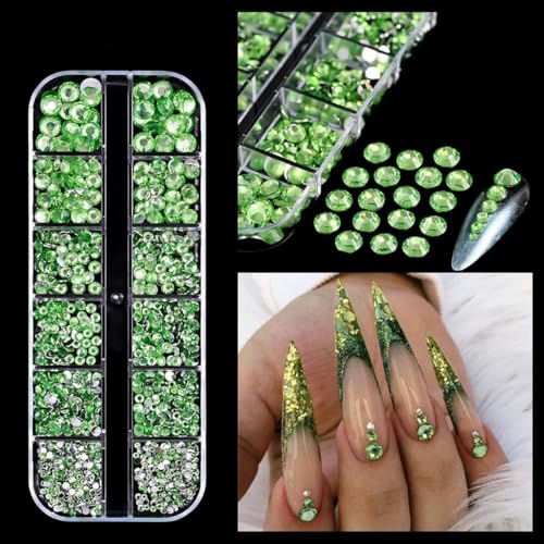 12-Gürtel 3D-Glas AB Kristall Nail Art Strass-Set Flatback Runde Perle Charm Edelsteine Schmuck Diamant mit Werkzeugen für Nail Art-3 von SHHEG