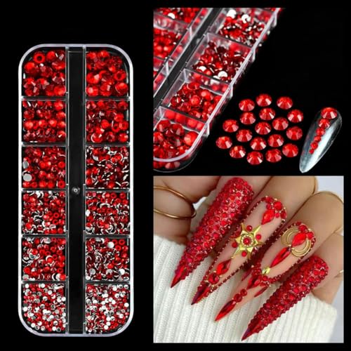 12-Gürtel 3D-Glas AB Kristall Nail Art Strass-Set Flatback Runde Perle Charm Edelsteine Schmuck Diamant mit Werkzeugen für Nail Art-4 von SHHEG