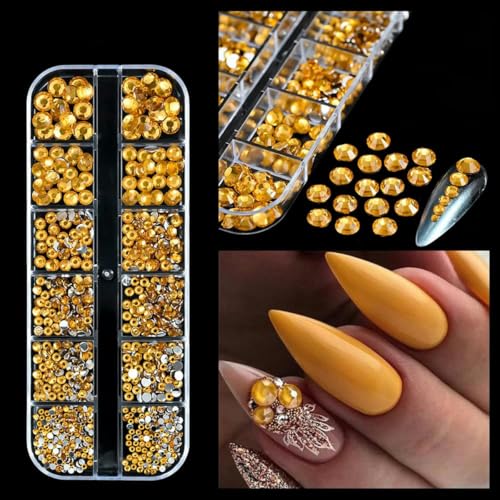 12-Gürtel 3D-Glas AB Kristall Nail Art Strass-Set Flatback Runde Perle Charm Edelsteine Schmuck Diamant mit Werkzeugen für Nail Art-5 von SHHEG