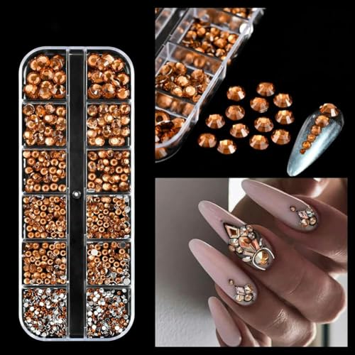 12-Gürtel 3D-Glas AB Kristall Nail Art Strass-Set Flatback Runde Perle Charm Edelsteine Schmuck Diamant mit Werkzeugen für Nail Art-6 von SHHEG