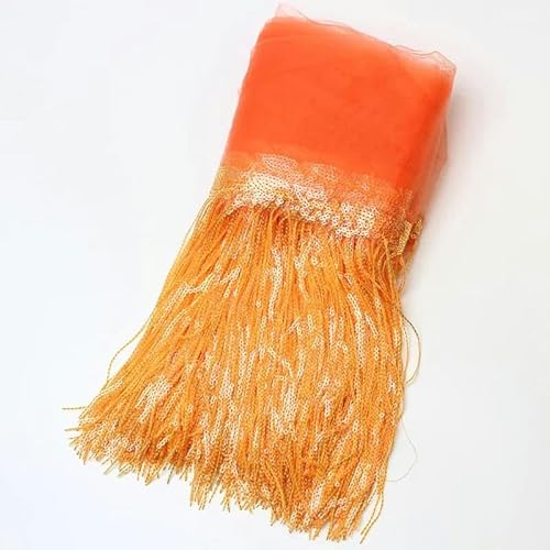 2 Yards 30 cm DIY Hochzeitspartykleid Stoffbesätze Fransen Quaste Pailletten Spitzenband Handarbeit Nähen Kleidung Zubehör-Hellorange-30 cm breit-5 Yards von SHHEG