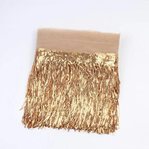 2 Yards 30 cm-Tiefgold-30 cm breit-5 YARDS Stoffbesätze für Hochzeits-, Party- und Kleiderfransen, Pailletten-Spitzenband, handgefertigtes Näh- und Kleidungszubehör von SHHEG