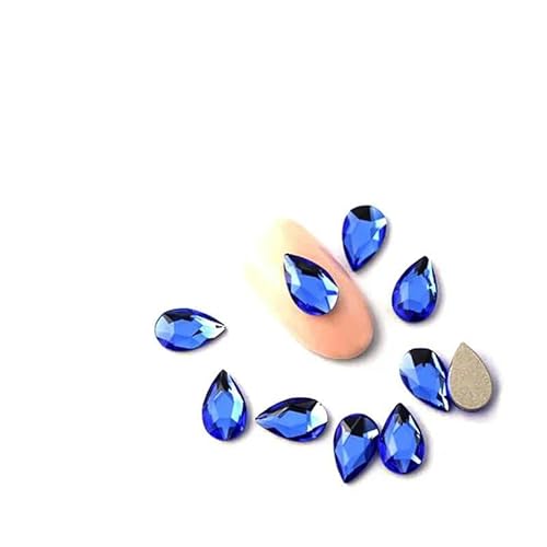 20 Stück 5 x 8 mm Tropfenform, flache Rückseite, Nagelanhänger, Strasssteine, bunte Kristalldiamanten, 3D-Maniküre-Zubehör, Nagelkunst-Dekoration, 5 x 8 mm, Blau von SHHEG