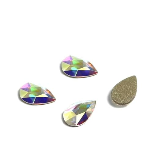 20 Stück 5 x 8 mm Tropfenform, flache Rückseite, Nagelanhänger, Strasssteine, bunte Kristalldiamanten, 3D-Maniküre-Zubehör, Nagelkunst-Dekoration, 5 x 8 mm, Kristall AB von SHHEG