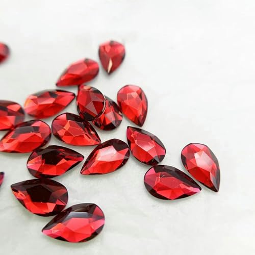 20 Stück 5 x 8 mm Tropfenform, flache Rückseite, Nagelanhänger, Strasssteine, bunte Kristalldiamanten, 3D-Maniküre-Zubehör, Nagelkunst-Dekoration, 5 x 8 mm, Rot von SHHEG