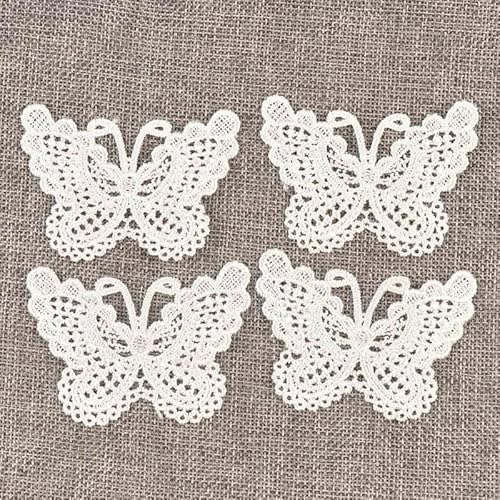 20 Stück 52 x 72 mm Schmetterling weiß Stickerei Patch Kleidungsstück Nähen Spitze Stoff DIY Applikation Mesh Trim handgefertigte Dekoration Handwerk-Standard von SHHEG