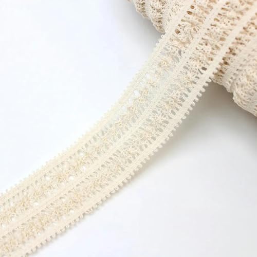 5 Yards/Lot, Breite 4 cm, beige/weiß, Baumwollband, elastisches Spitzenband, für Zuhause von SHHEG