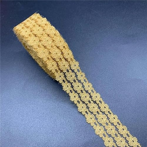 5 Yards/Lot 25 mm Spitzenband, bestickter Spitzenstoff, Dekoration, DIY, handgefertigtes Nähen, Basteln, afrikanischer Spitzenstoff, Gold von SHHEG