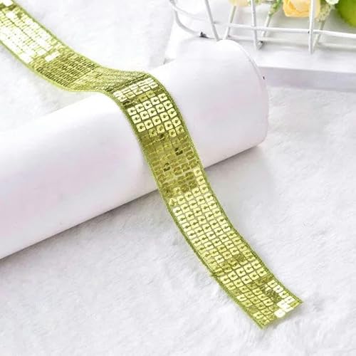 5 Yards 25 mm Paillettenband Spitzenbesatz Pailletten-Nähstoffband für lateinamerikanische Kleider, Kleidung, Kopfschmuck, Brauthochzeitsaccessoires-08-25 mm breit-2 Yards von SHHEG