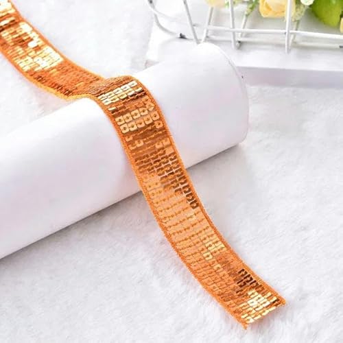 5 Yards 25 mm Paillettenband Spitzenbesatz Pailletten-Nähstoffband für lateinamerikanische Kleider, Kleidung, Kopfschmuck, Brauthochzeitsaccessoires-10–25 mm breit-2 Yards von SHHEG