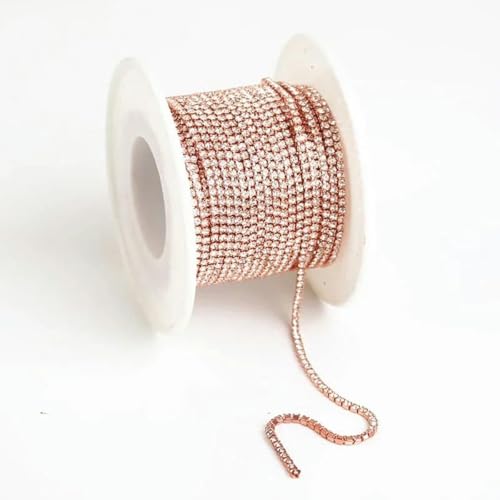 AAA-Qualität SS4,5-SS18 (1,5–4,5 mm), klares Kristall-AB, dichte Strass-Cup-Kette, Splitter-/Roségold-Krallen-Strass-Strass-Kettenbesatz, Roségold-Kristall, SS14 (3,5 mm), 10 Y von SHHEG