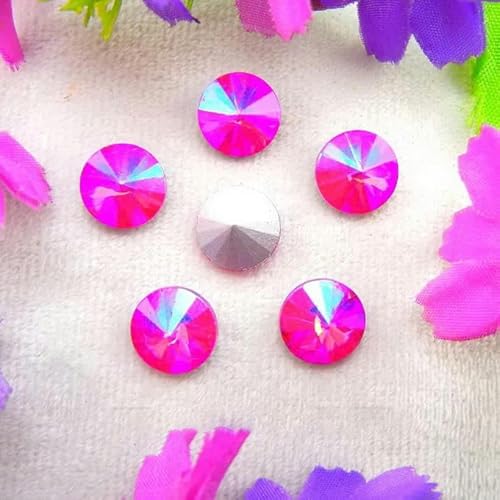 AB-Farben 6 mm 8 mm 10 mm 12 mm 14,0 mm 16 mm 18 mm runde Form Glaskristall zum Aufkleben von Strassperlen, Zubehör, DIY-Besatz-A-013 Rose AB-10 mm 20 Stück von SHHEG