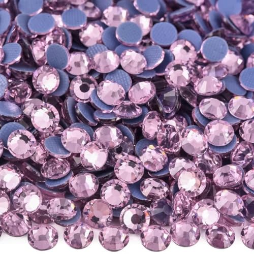 Bling 40 Farben Crystal AB Hotfix-Strasssteine, Glas-Strass zum Aufbügeln, Strass-Kristalle zum Nähen und für Stoffdekorationen-Pink-SS20-1440 Stück von SHHEG